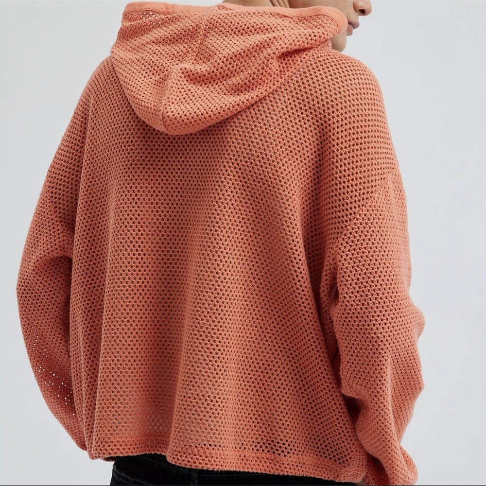 BDG Urban outfitters Orange Boardwalk Mesh Full Zip Hoodie Sweatshirt - Picture 9 of 9